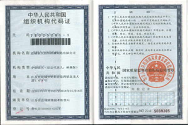 Organization code certificate (copy)
